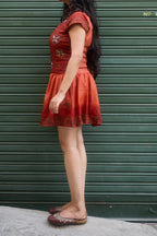 Red Kantha Dropwaist Dress