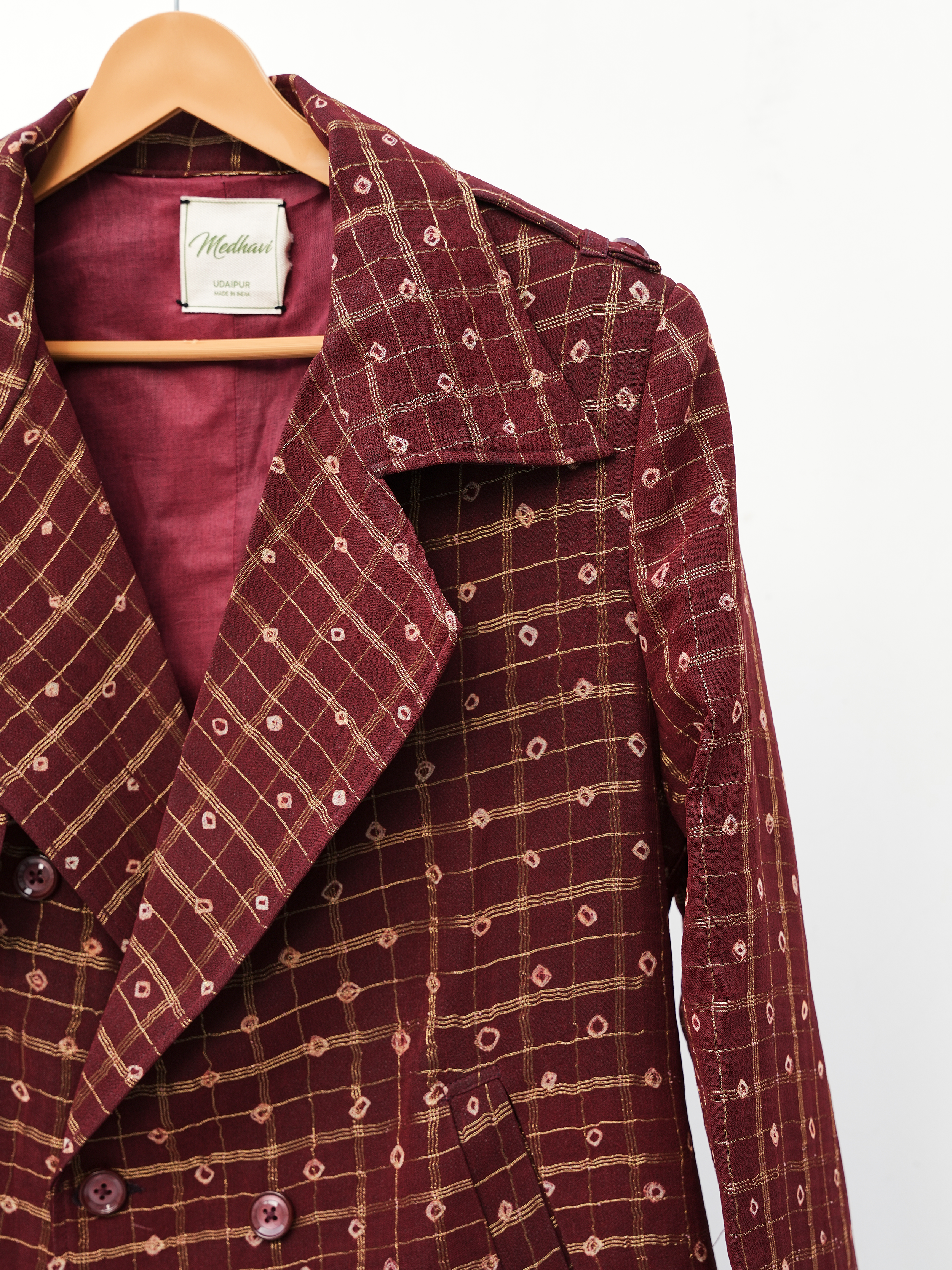 Red Gharcholi Up-Cycled Trench Coat