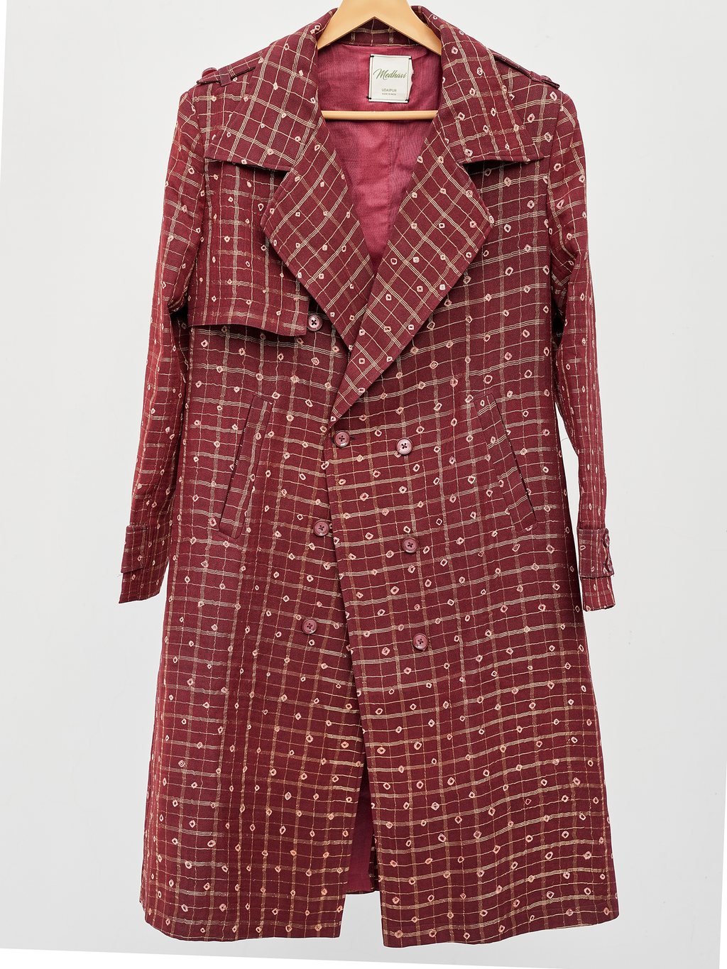 Red Gharcholi Up-Cycled Trench Coat