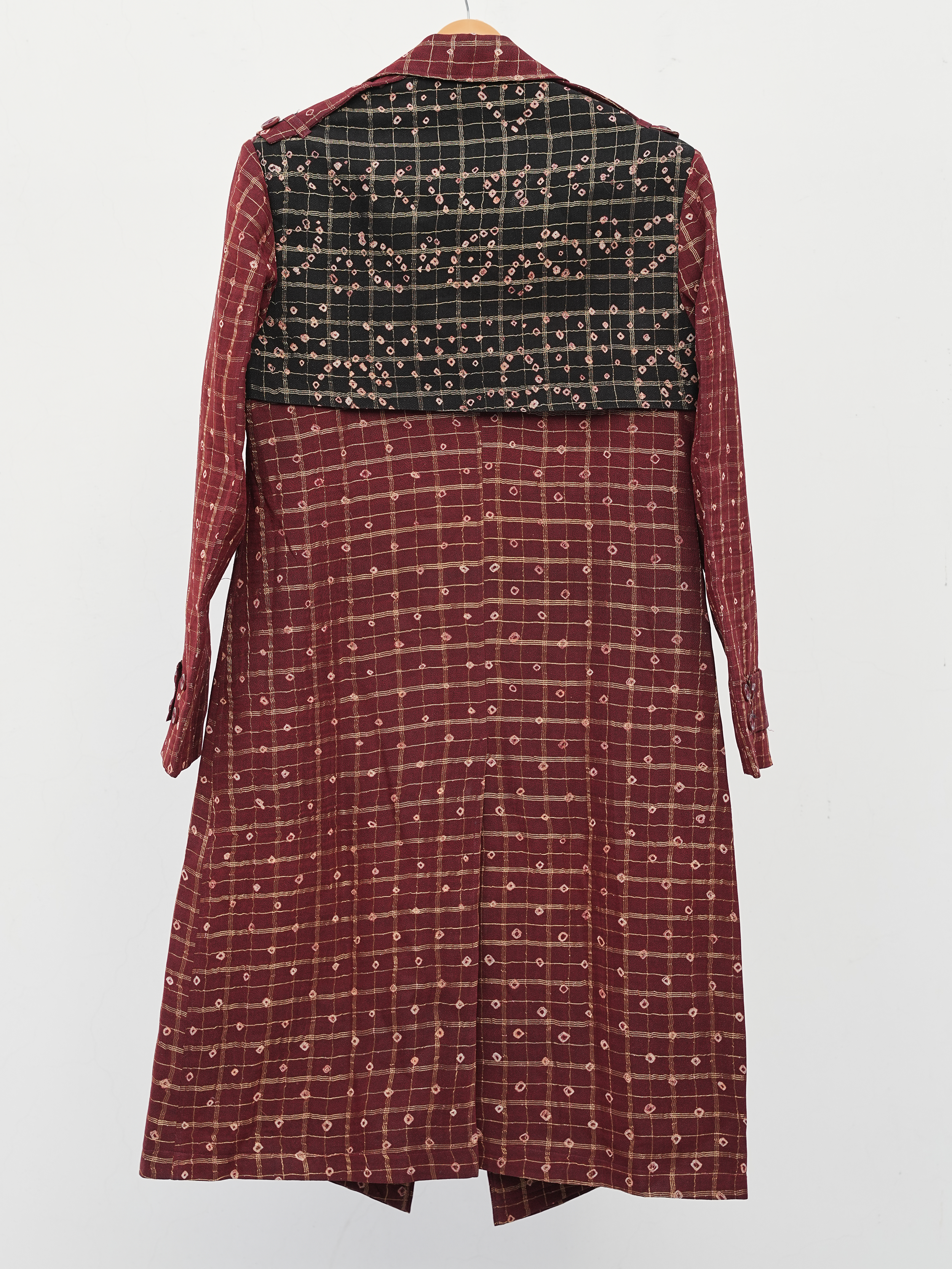 Red Gharcholi Up-Cycled Trench Coat