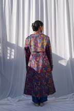 Printed Kosa Silk Up-cycled Trench Coat